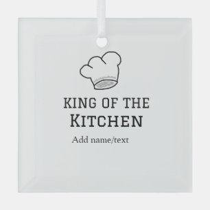 King of the kitchen chef cooking add name crown ha glass tree decoration