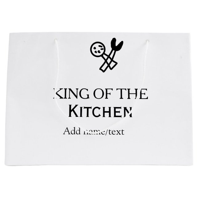King of the kitchen chef cooking add name crown ha large gift bag (Front)