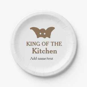 King of the kitchen chef cooking add name crown ha paper plate