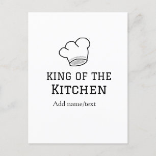 King of the kitchen chef cooking add name crown ha postcard