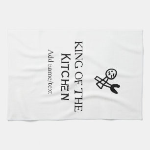 King of the kitchen chef cooking add name crown ha tea towel