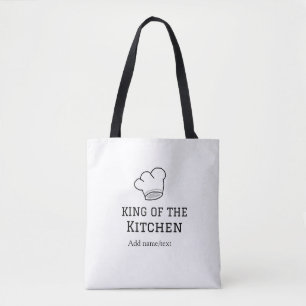 King of the kitchen chef cooking add name crown ha tote bag