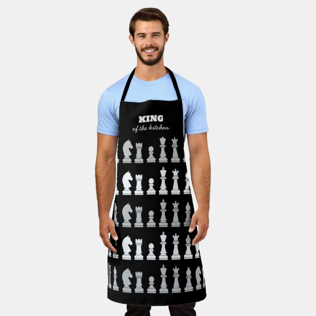 King Of the Kitchen Chess Black White Pattern  Ap Apron (Worn)