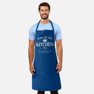 King of the Kitchen Crown Foodie Dad Men Navy Blue Apron