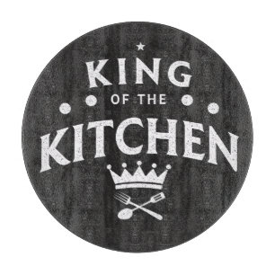 King of the Kitchen Crown – Funny Foodie Black Cutting Board