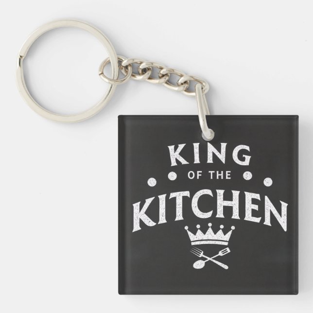 King of the Kitchen Crown – Funny Foodie Black Key Ring (Front)