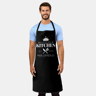 King of The Kitchen Foodie Men Personalised Black Apron