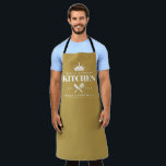 King of The Kitchen Foodie Men Personalised Gold Apron<br><div class="desc">Perfect gift for your dad,  grandpa,  brother,  or any important man in your life who loves to cook! Gold Apron. Easily personalise yours at home!</div>