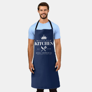 King of The Kitchen Foodie Men Personalized Blue Apron