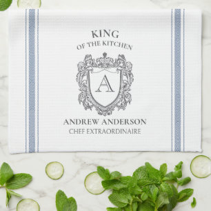 King of the Kitchen Monogram Personalised Towel