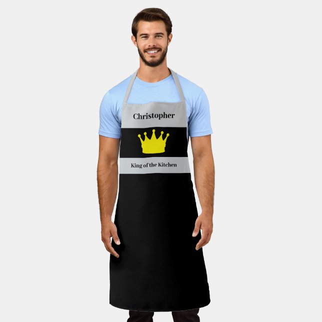 King of the kitchen name crown grey apron (Worn)