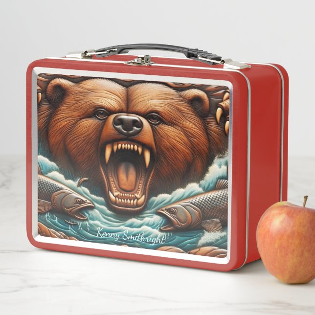 King of the Rapids: Bear’s Fierce Hunt Metal Lunch Box (In Situ)