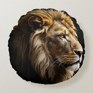 King of the Savannah Glossy Round Cushion