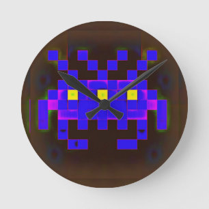 King of the Space Invasion (Version B) Round Clock