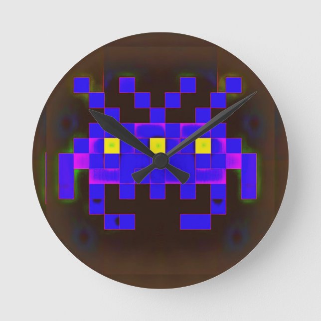 King of the Space Invasion (Version B) Round Clock (Front)