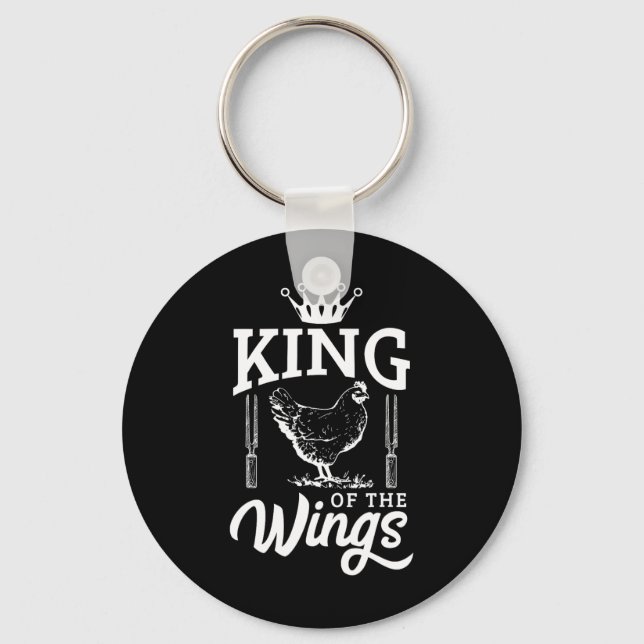 King Of The Wings Funny Chicken Bbq Barbecue  Key Ring (Front)