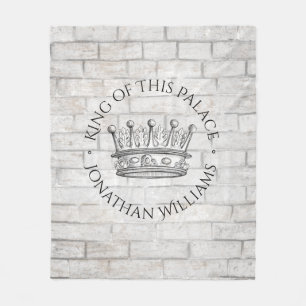 King of This Palace Crown with Name Fleece Blanket