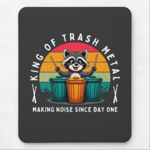 King of Trash Metal Funny Racoon Drummer Mouse Pad
