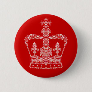 King or Queen Crown 6 Cm Round Badge