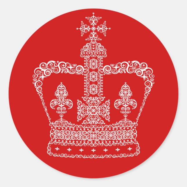 King or Queen Crown Classic Round Sticker (Front)