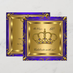 King or Queen Royal Blue Gold Birthday Party 2 Invitation