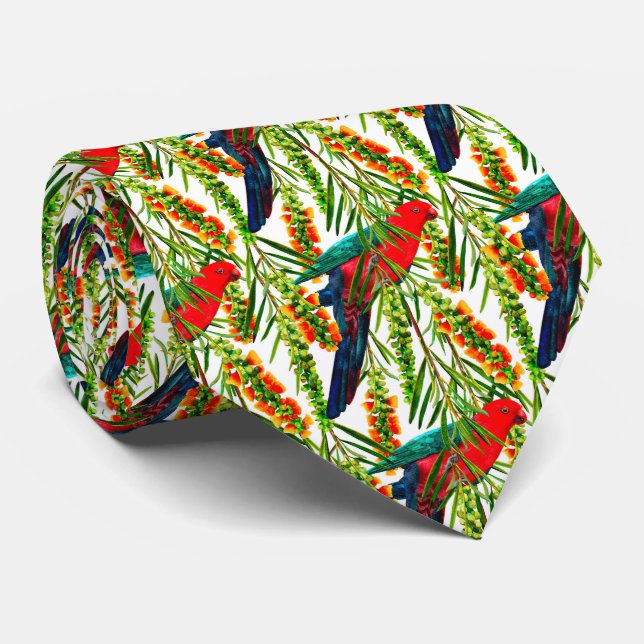 King Parrot Tropical Blooms Neck Tie (Rolled)