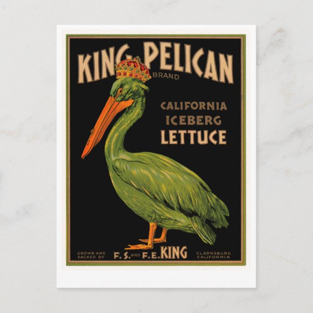 King Pelican Brand Lettuce Postcard (Front)