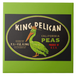 King Pelican California peas crate label Ceramic Tile