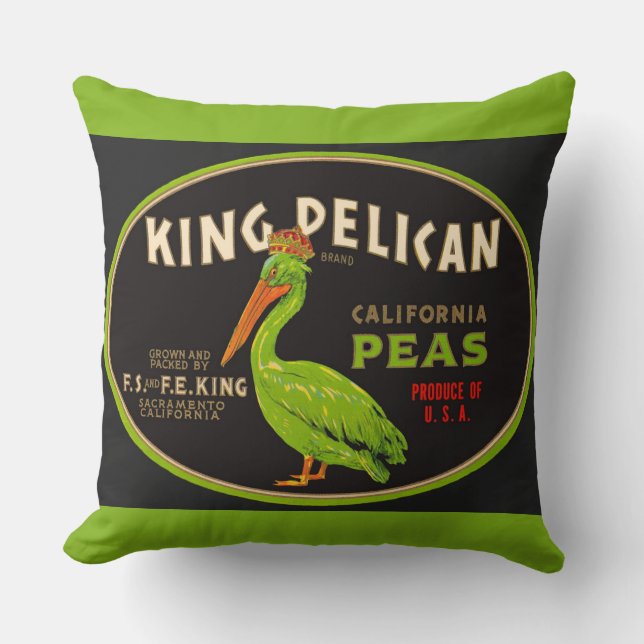 King Pelican California peas crate label Cushion (Front)
