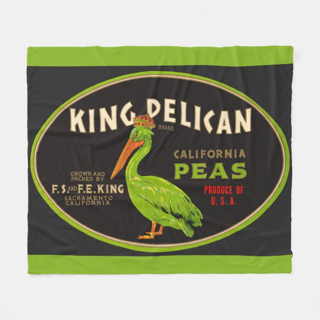 King Pelican California peas crate label Fleece Blanket (Front (Horizontal))