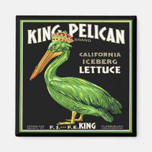 KING PELICAN ICEBERG LETTUCE - VINTAGE CRATE LABEL MAGNET