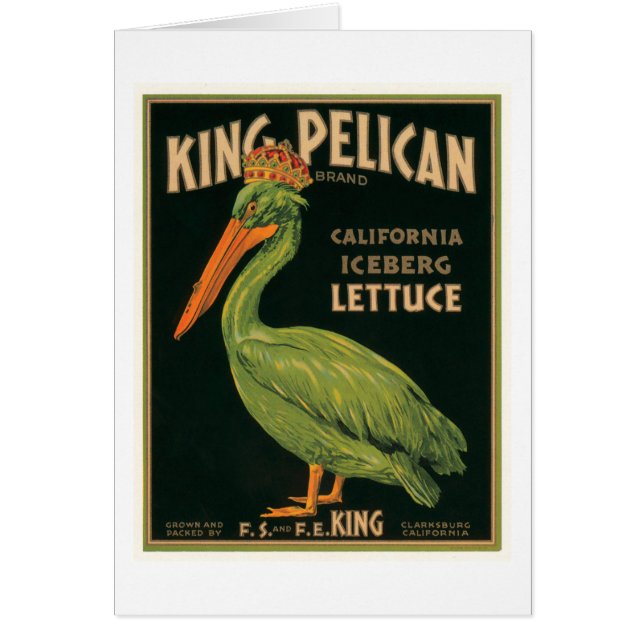 King Pelican Lettuce Vintage Crate Label (Front)