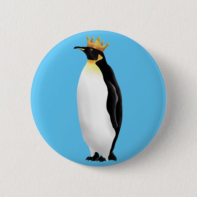 King penguin 6 cm round badge (Front)