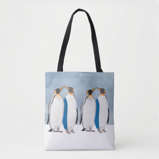 King Penguin Pair Kissing  Tote Bag (Front)