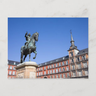 King Philip III Statue at Plaza Mayor in Madrid Postcard