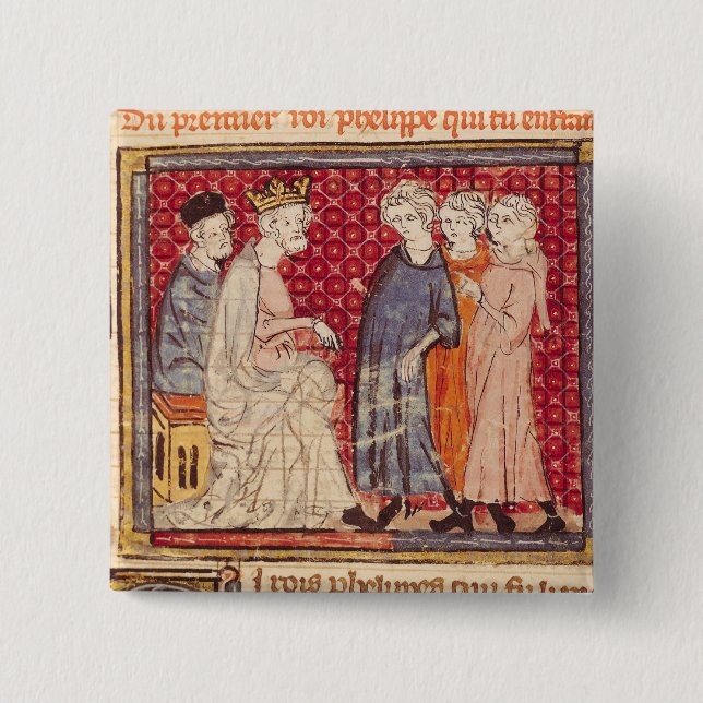 King Philippe I , Grandes Chroniques de France 15 Cm Square Badge (Front)