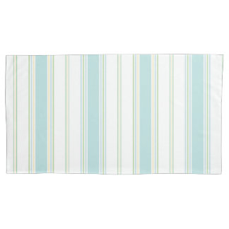 King Pillowcase Pair in St Ives Stripe sea glass 