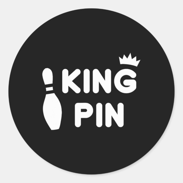 King Pin Bowling Funny Cute Couples Bowler League  Classic Round Sticker (Front)