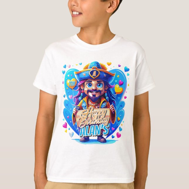 King Pirate Birthday Kids Gifts Illustration T-Shirt (Front)