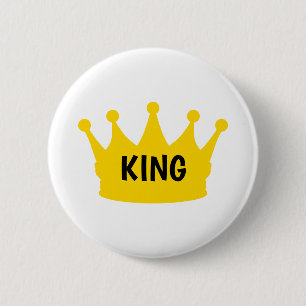 King - Plain Modern Gold White Color Graphic 6 Cm Round Badge