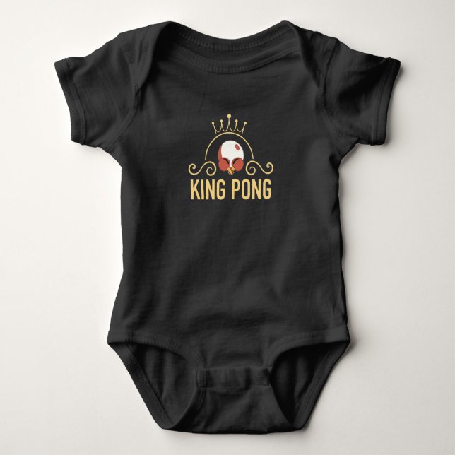 King Pong Table Tennis Bat Player Sport Team Baby Bodysuit (Front)