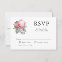 King Protea Botanical Wedding RSVP