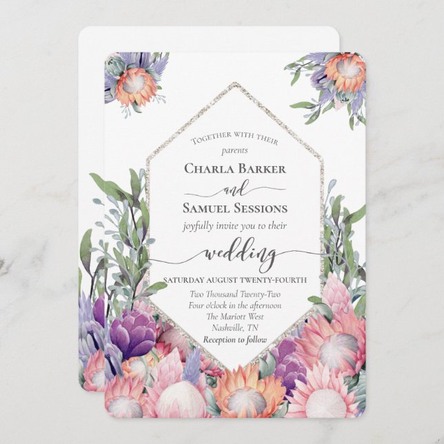 King Protea Bright Coloured Exotic Flowers  Progra Program (Front/Back)