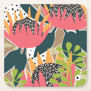 King Protea I Square Paper Coaster