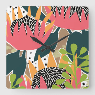 King Protea I Square Wall Clock