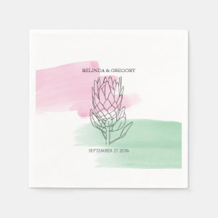 King Protea Watercolor Wedding Napkin