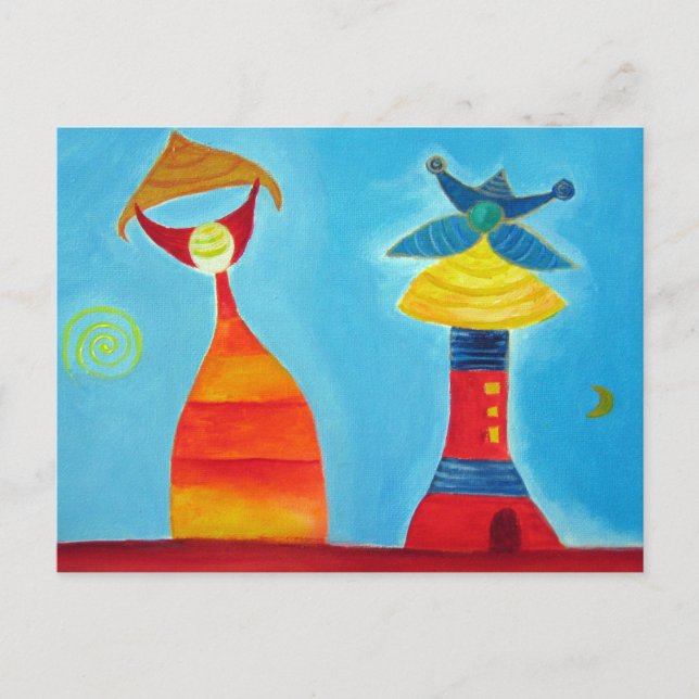 King Queen Abstract  Art Postcard (Front)