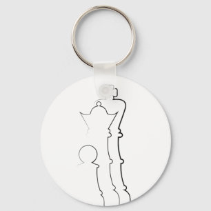 King queen and pawn line art key ring