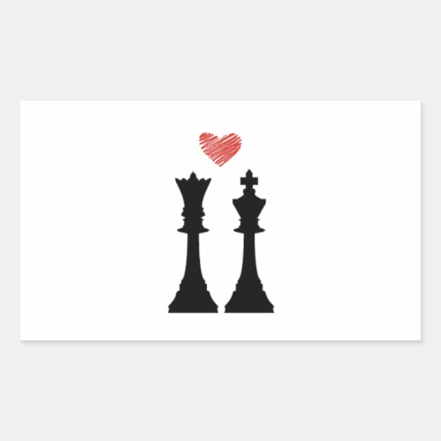 King & Queen Chess Love Rectangular Sticker (Front)