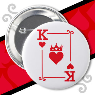 King & Queen Hearts Matching Couple King of Hearts 6 Cm Round Badge